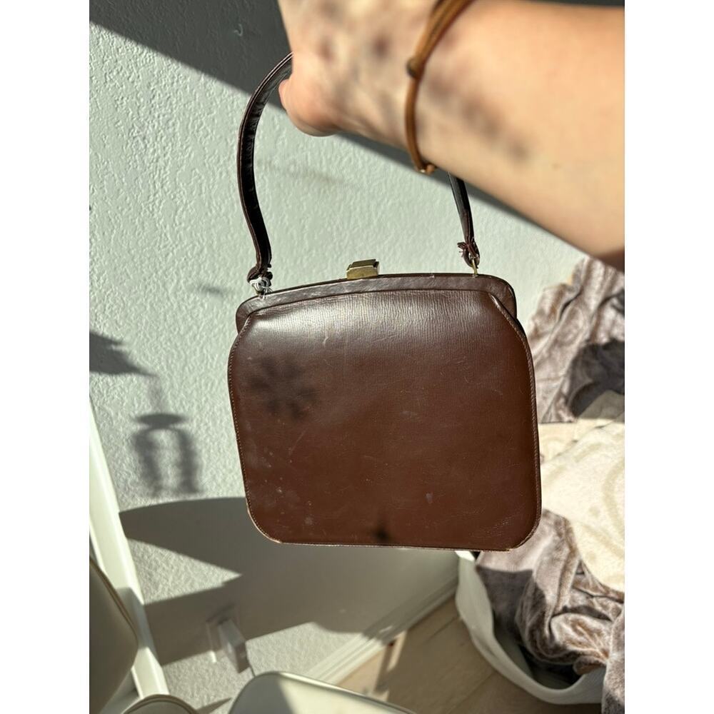 Rare Vintage Kelly-Style Handbag Parisian Glove-Tanned Leather - Picture 4 of 7